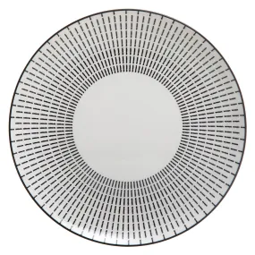 Assiette LUNIS plate en porcelaine blanche à motifs noirs D 27cm 