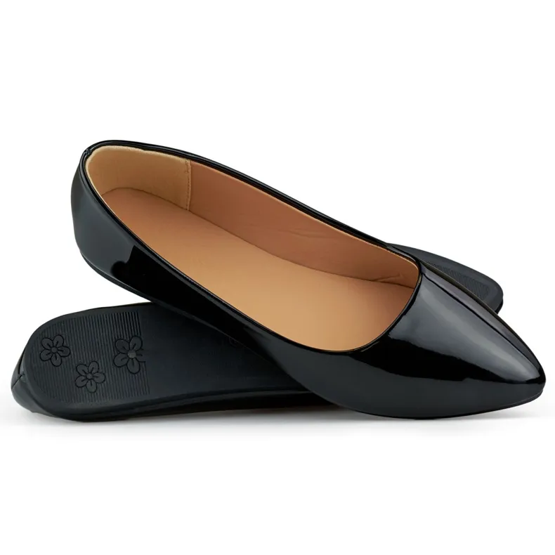 Ballerines classiques noires vernies, confortables le noir