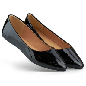 Ballerines classiques noires vernies, confortables le noir