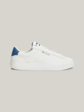 Baskets en cuir talon denim semelle cuvette | Blanc | Tommy Hilfiger