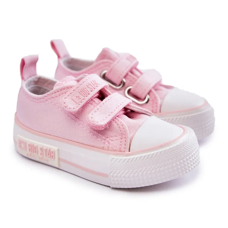 Baskets Enfant En Tissu Avec Velcro Big Star KK374077 Rose