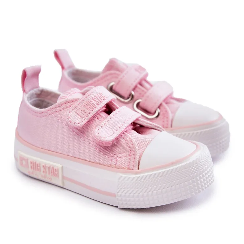 Baskets Enfant En Tissu Avec Velcro Big Star KK374077 Rose