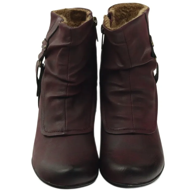 Bottines marron super confortables Aloeloe multicolore rouge