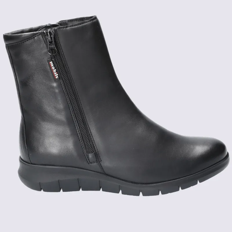 Bottines Mobils, bottines confortables femme en cuir lisse noir | Igert Chausseur&Maroquinier