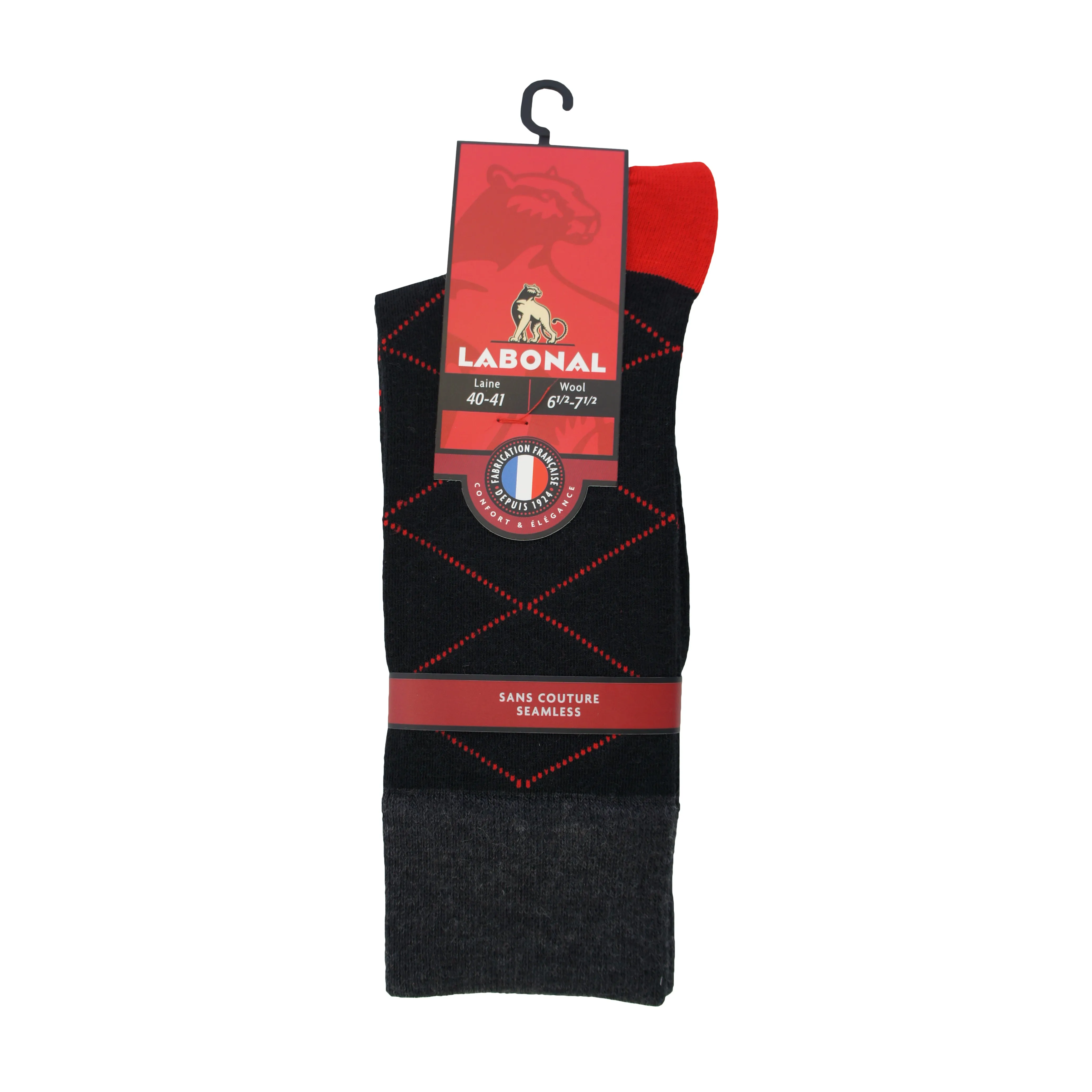 Chaussette laine Intersia noir - Labonal : vente chaussettes pour h...