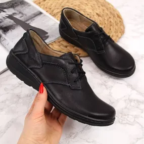 Chaussures confortables en cuir pour femmes noires Helios 715 le noir