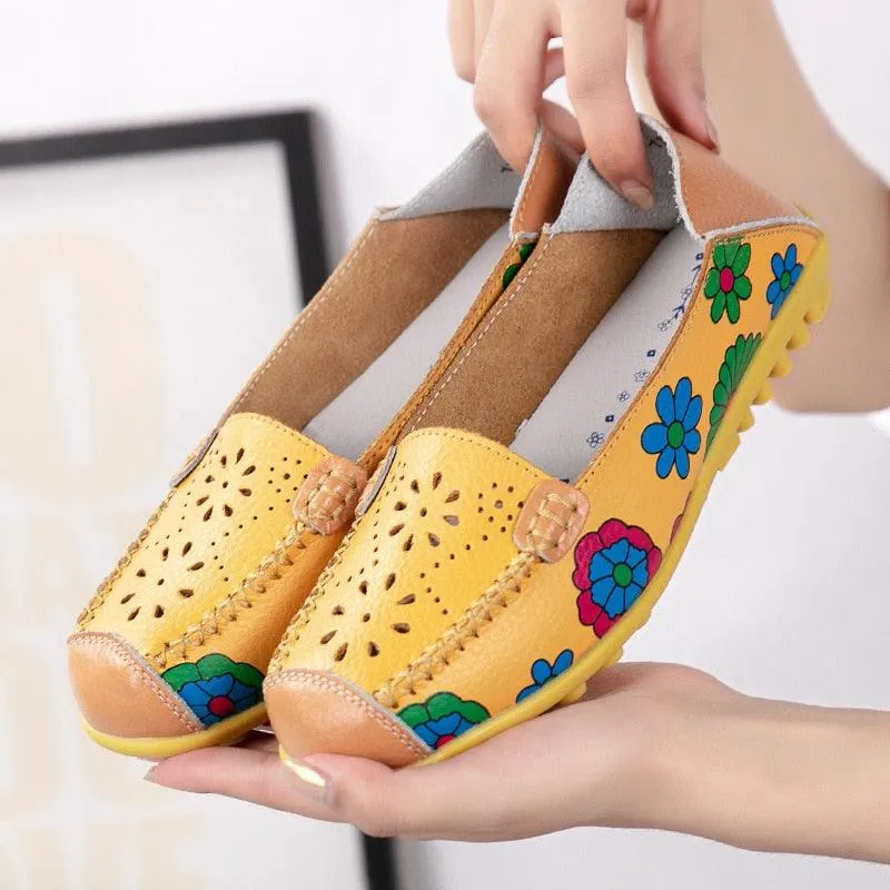 Chaussures orthopédiques en cuir fendu sans lacet pour Femmes - Orazia