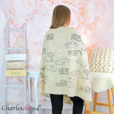 Châle étole laine FELICIA femme hiver 182x80 crème