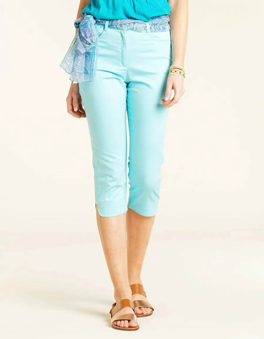 Corsaire coton turquoise - Pantalons droits