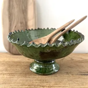 Coupe à Fruits en Terre Cuite Émaillée Verte 