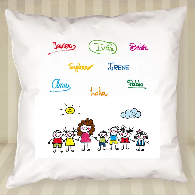 Coussin personnalisé avec signatures pour professeur