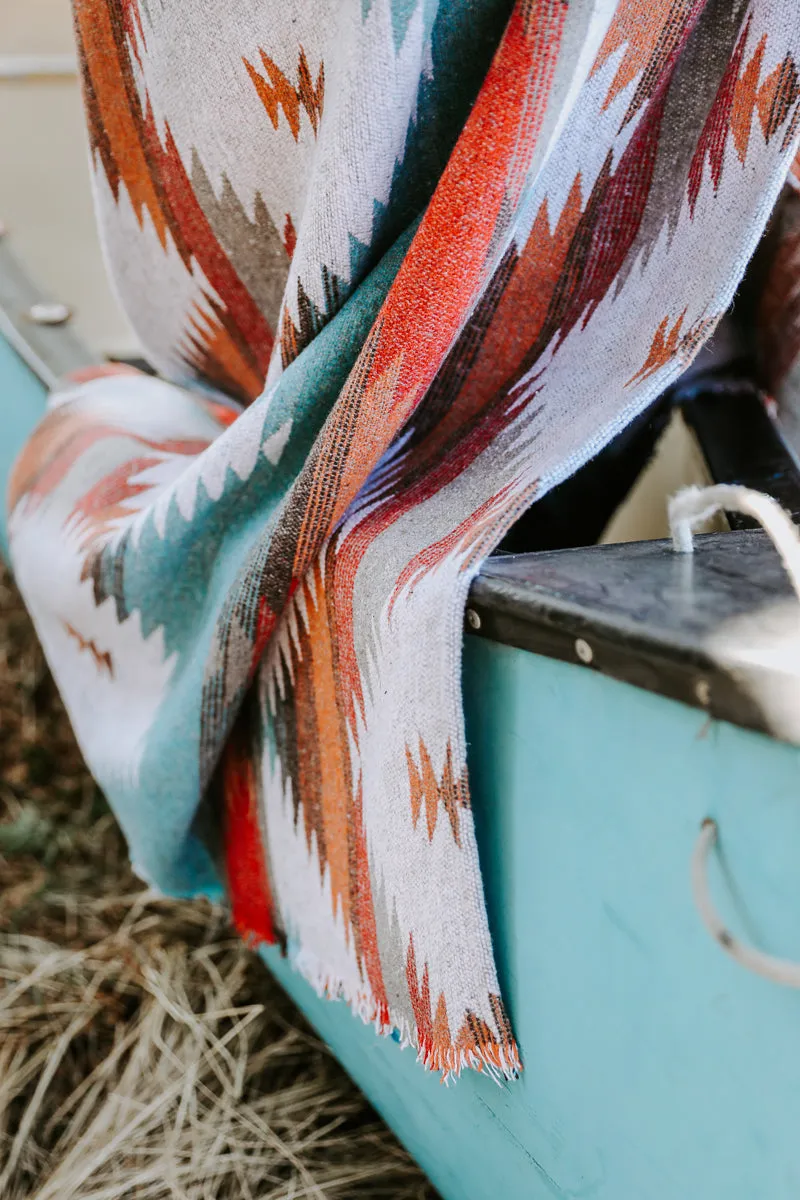 Couverture - Jeté en laine à motif boho aztèque