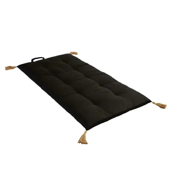 Decostars Panama Folding Futon With Jute Pompoms - 60 X 120cm - Black - Trouva