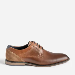 Derby éco-conçu cognac cuir lacet marine - Chaussures de ville Homme | ERAM