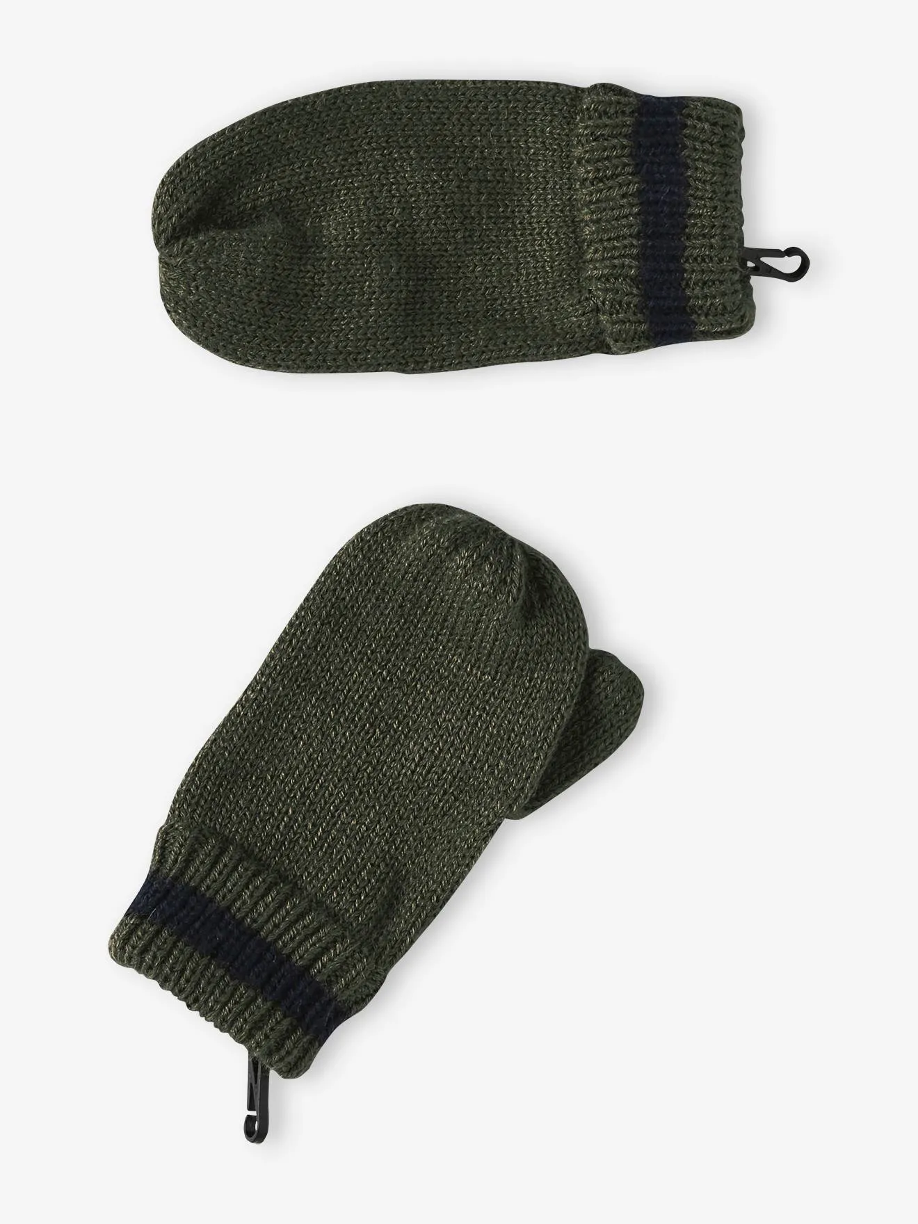 Ensemble bonnet + snood + gants ou moufles en maille côtes perlées garçon kaki - Vertbaudet