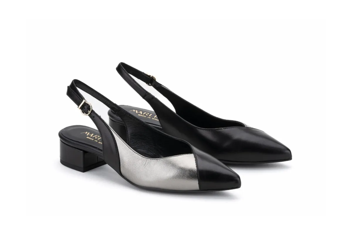 Escarpins confortables en cuir bicouleurs - Noir