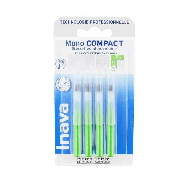 Inava Brossettes 2.2mm Mono Compact Espaces Très Larges Vert 4 unités