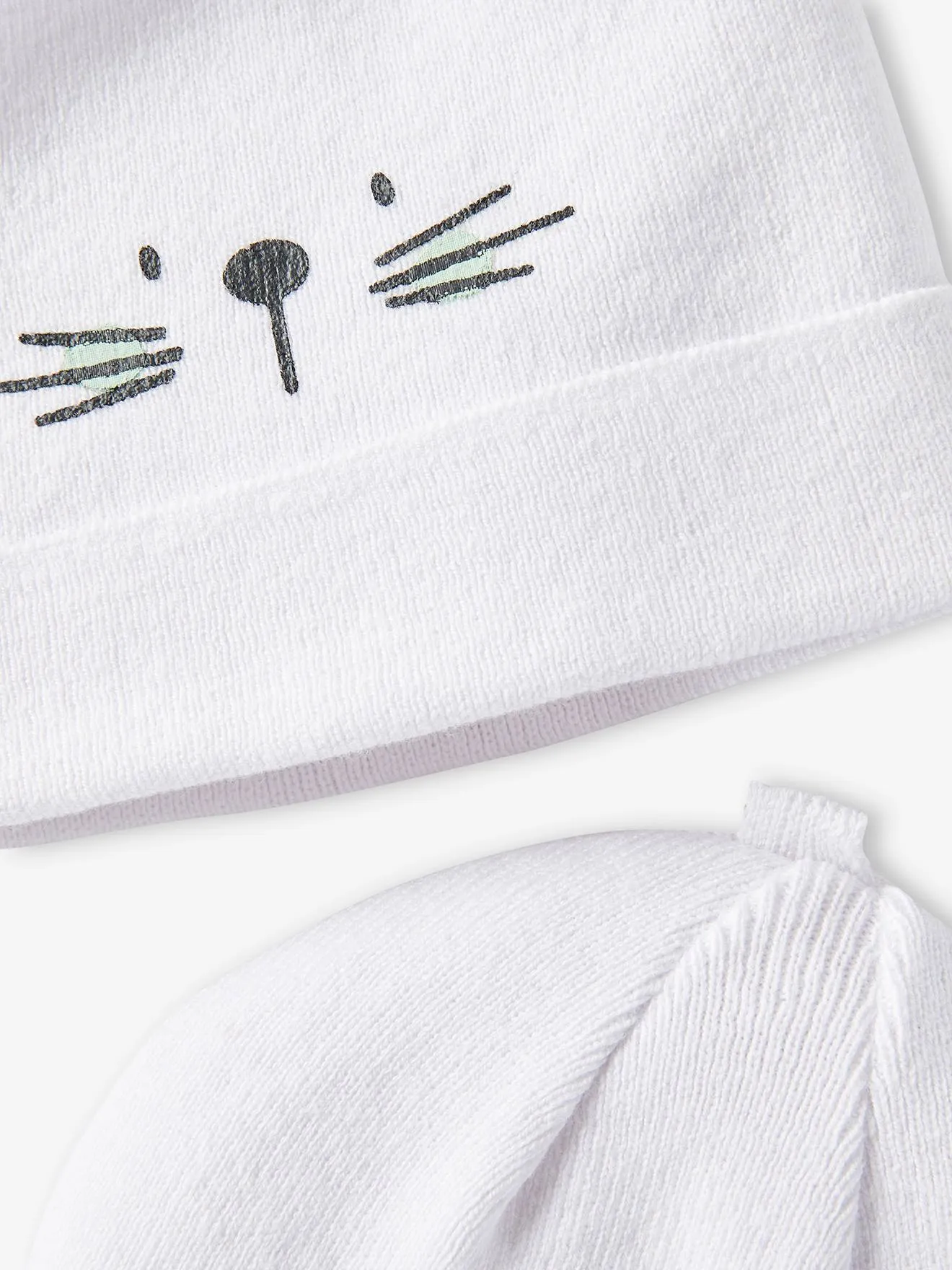 Lot de 2 bonnets bébé en coton blanc - Vertbaudet