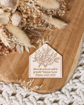 Magnet lettre d'amour en bois personnalisé - Merci Nounou