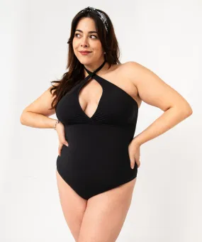 Maillot de bain une pièce femme grande taille bonnets triangles noir