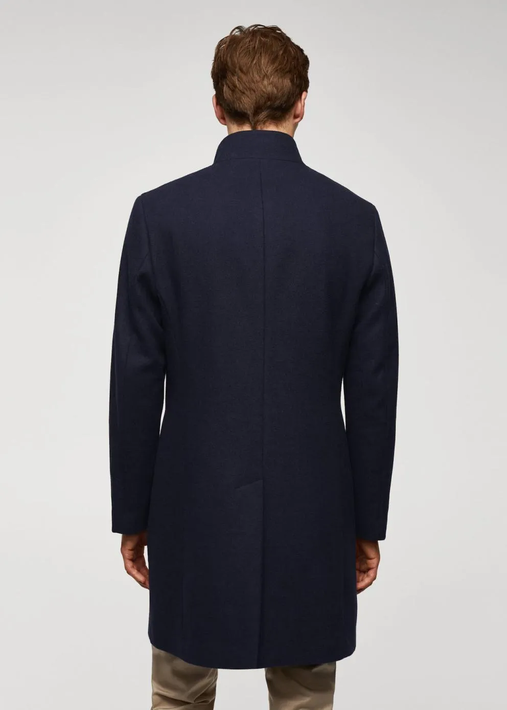 Manteaux | Homme MANGO Manteau En Laine à Col Cheminée Bleu Marine Foncé