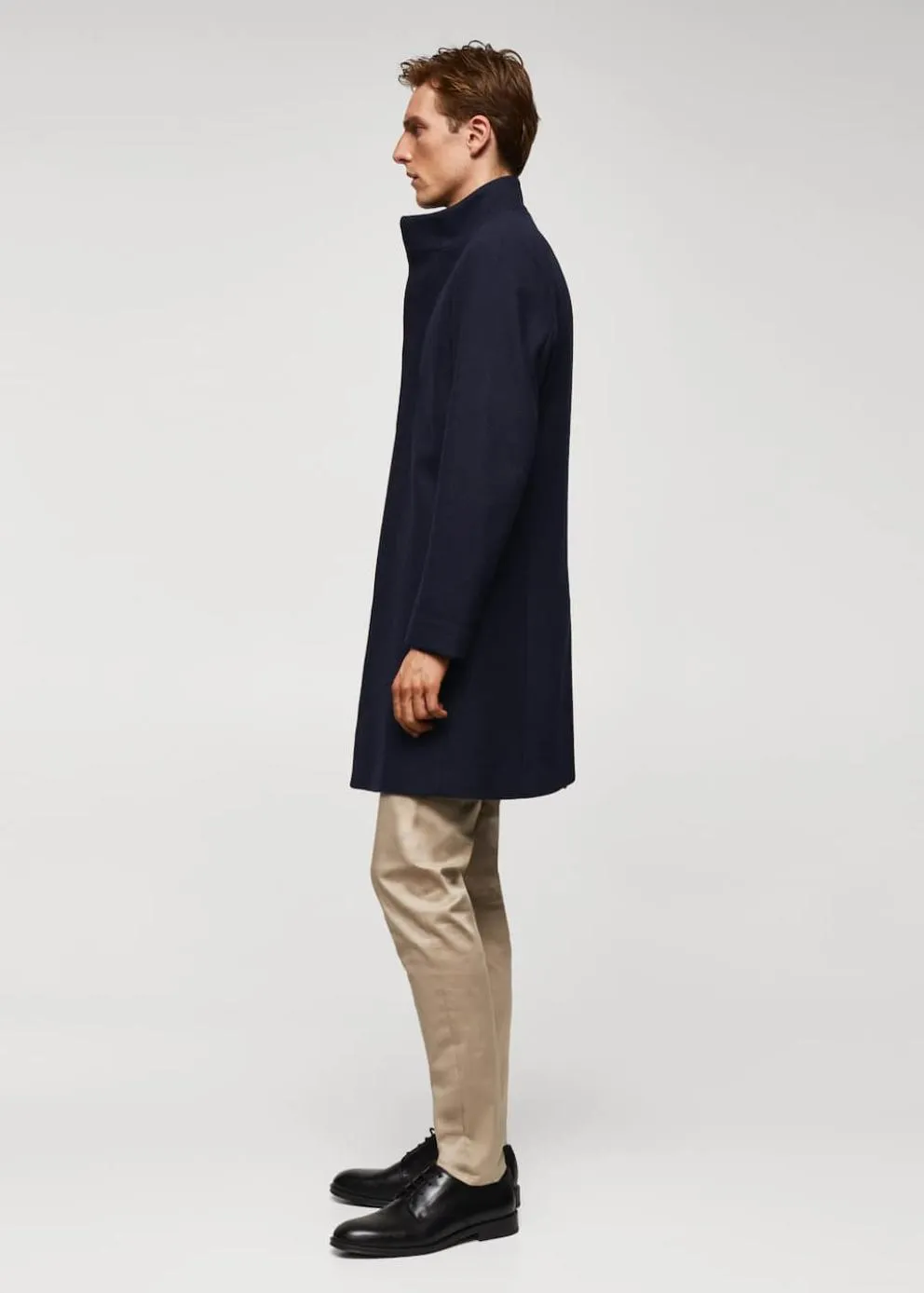 Manteaux | Homme MANGO Manteau En Laine à Col Cheminée Bleu Marine Foncé