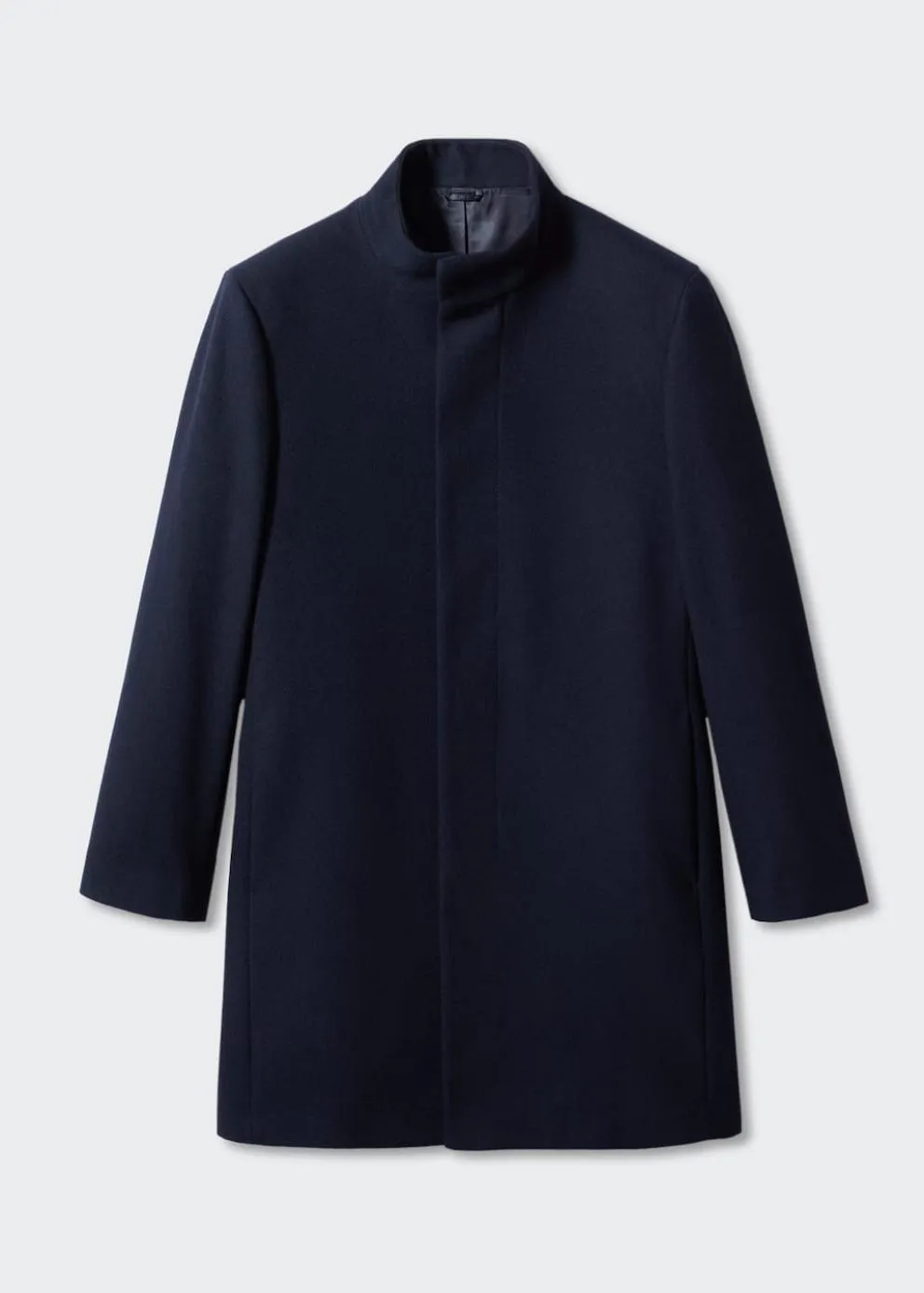 Manteaux | Homme MANGO Manteau En Laine à Col Cheminée Bleu Marine Foncé