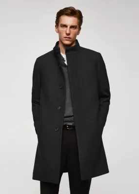 Manteaux | Homme MANGO Manteau En Laine à Col Cheminée Gris