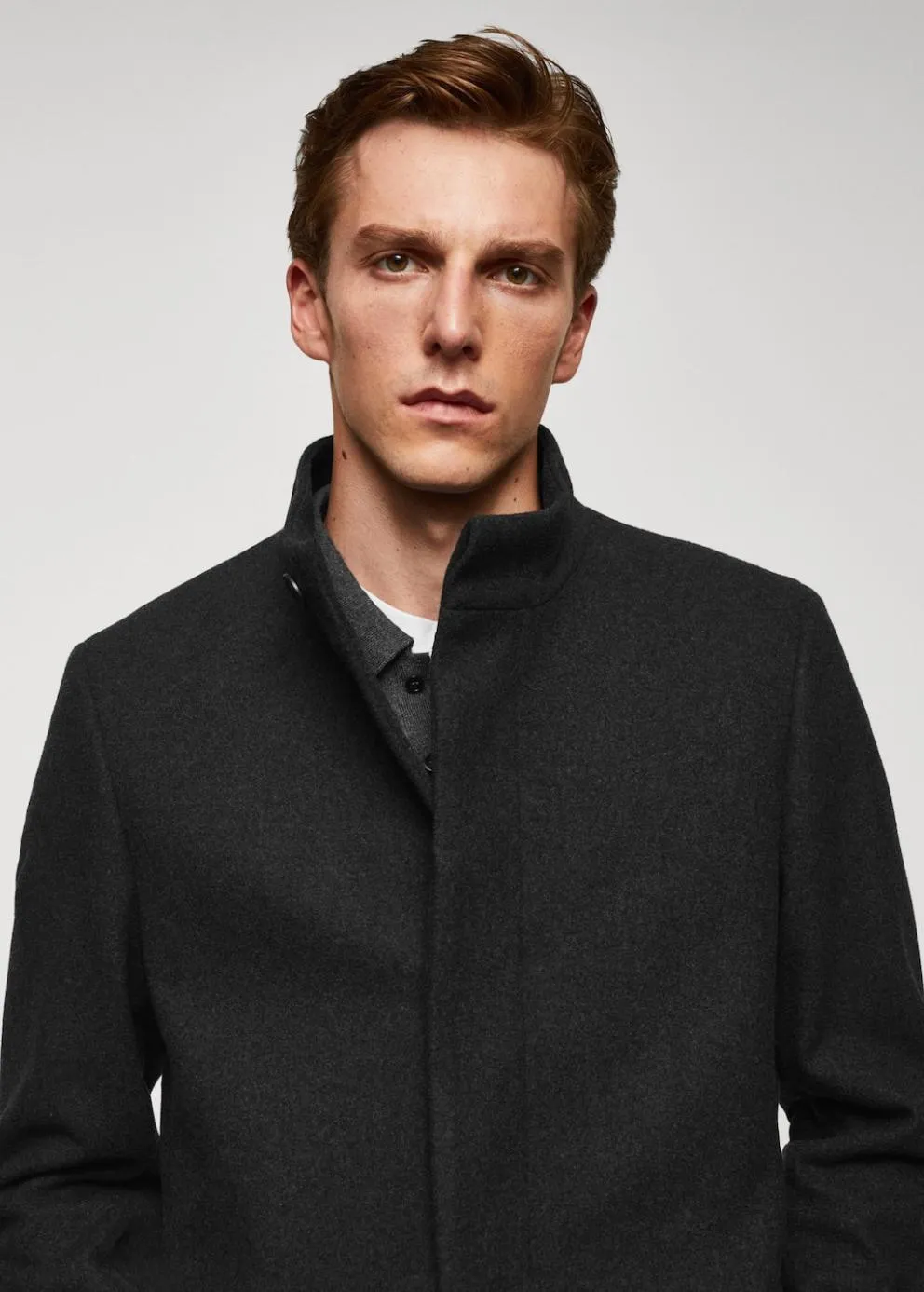 Manteaux | Homme MANGO Manteau En Laine à Col Cheminée Gris