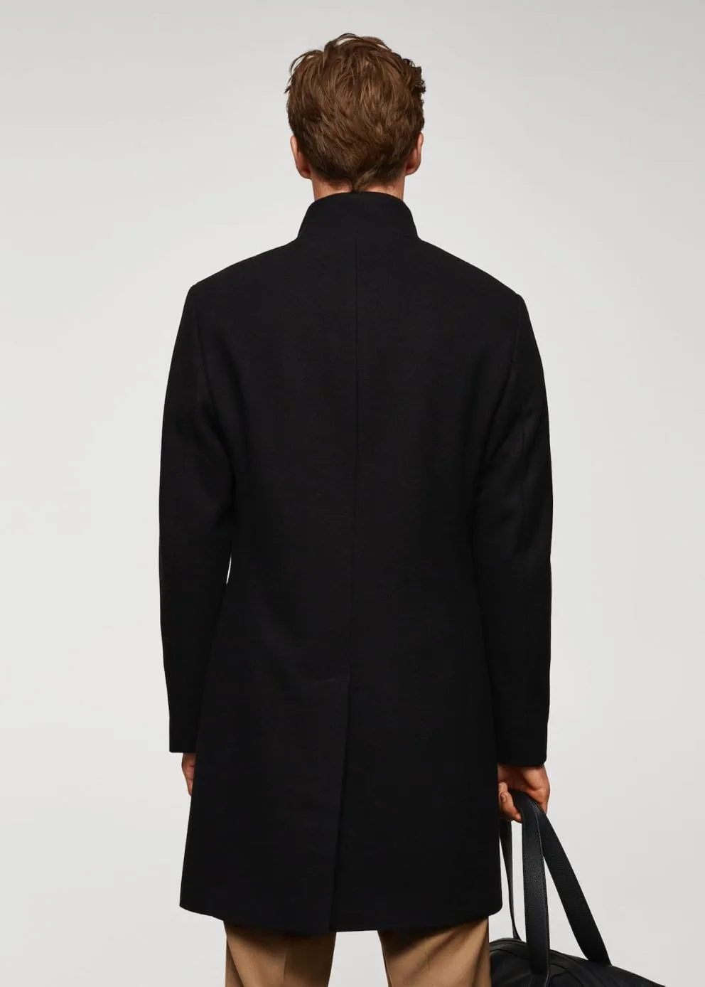 Manteaux | Homme MANGO Manteau En Laine à Col Cheminée Noir