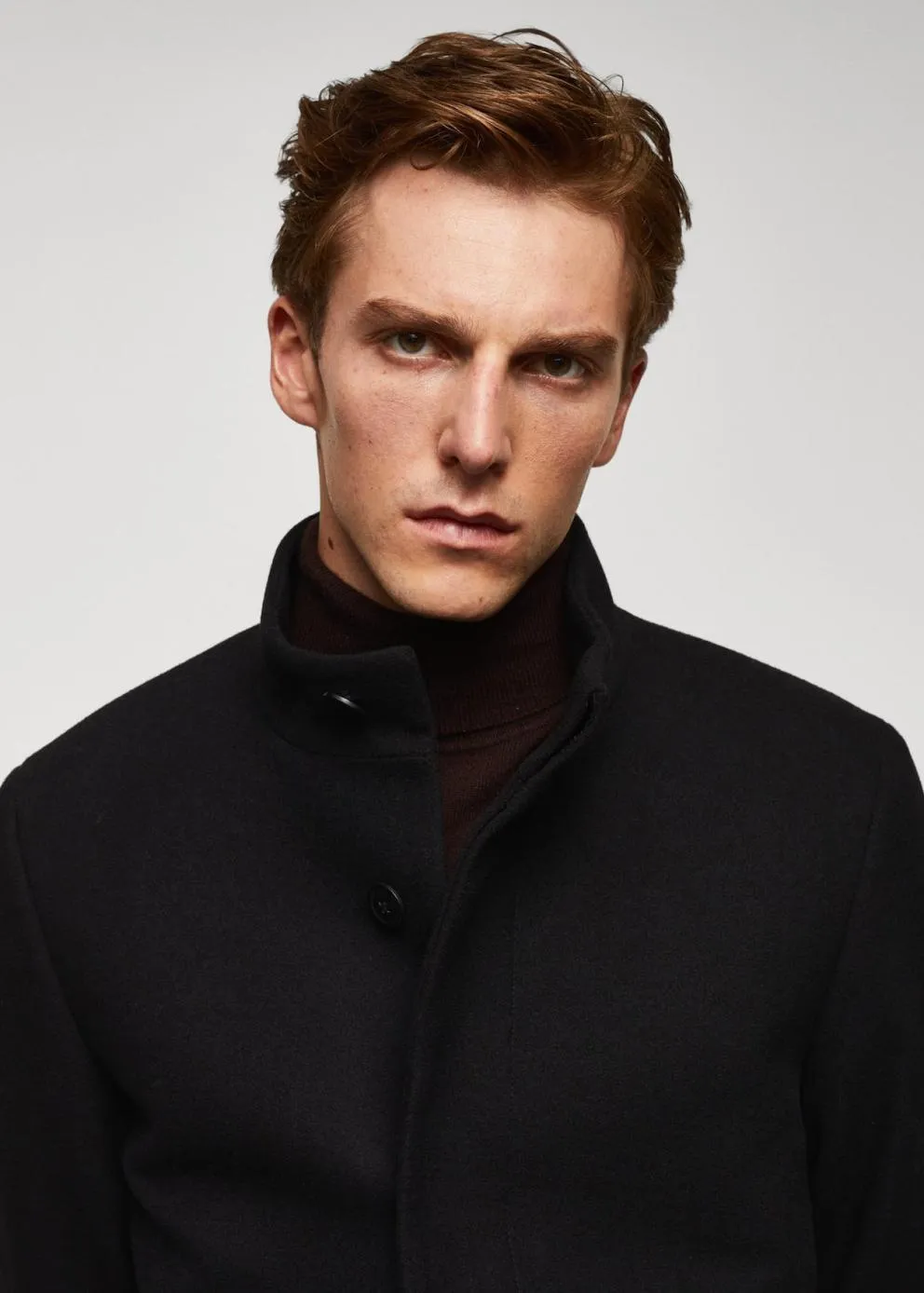 Manteaux | Homme MANGO Manteau En Laine à Col Cheminée Noir