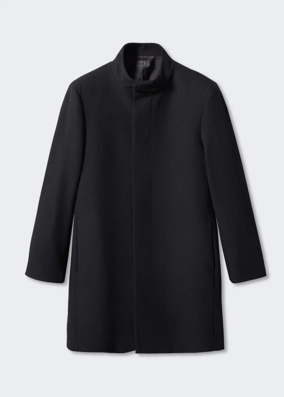 Manteaux | Homme MANGO Manteau En Laine à Col Cheminée Noir