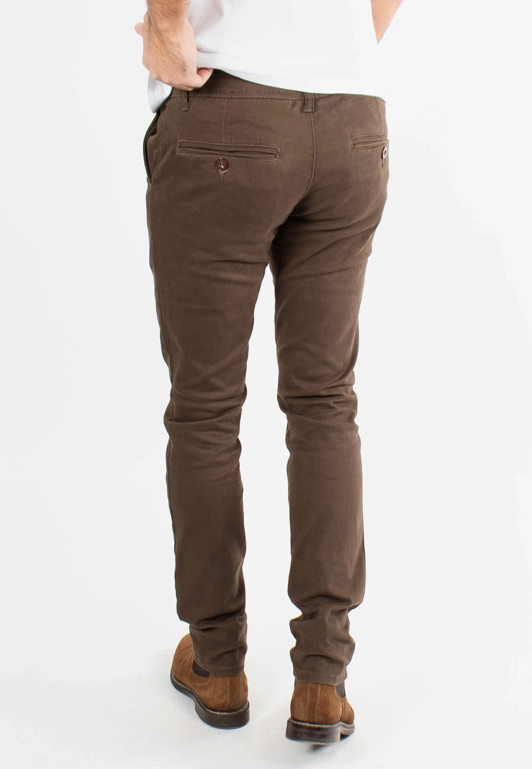 Pantalon chino marron slim