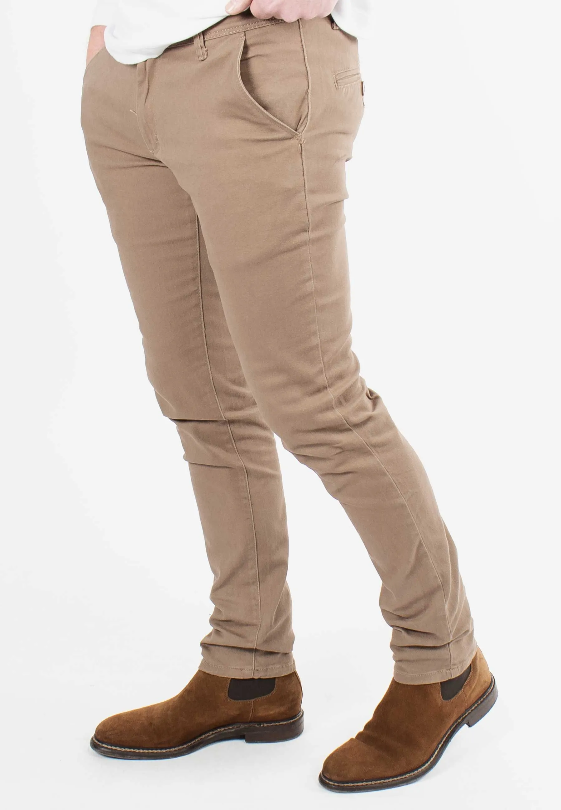 Pantalon chino taupe slim