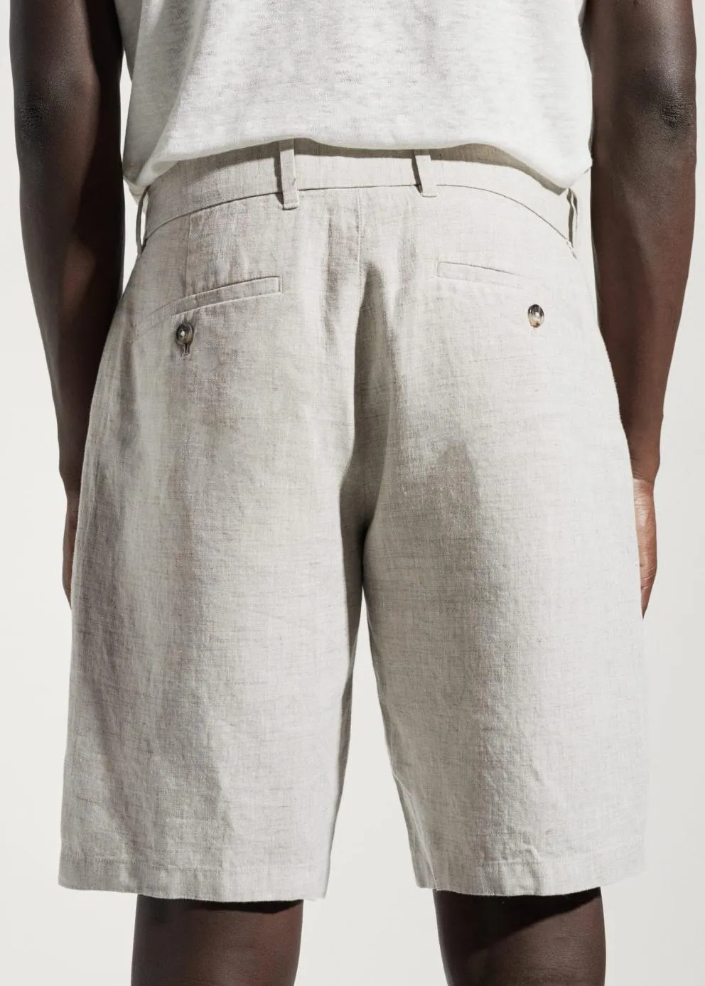 Pantalons | Homme MANGO Bermuda Slim-fit Lin Écru