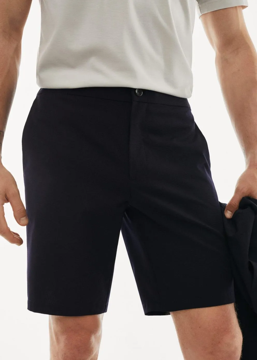 Pantalons | Homme MANGO Bermuda Stretch Résistant à L’eau Bleu Marine