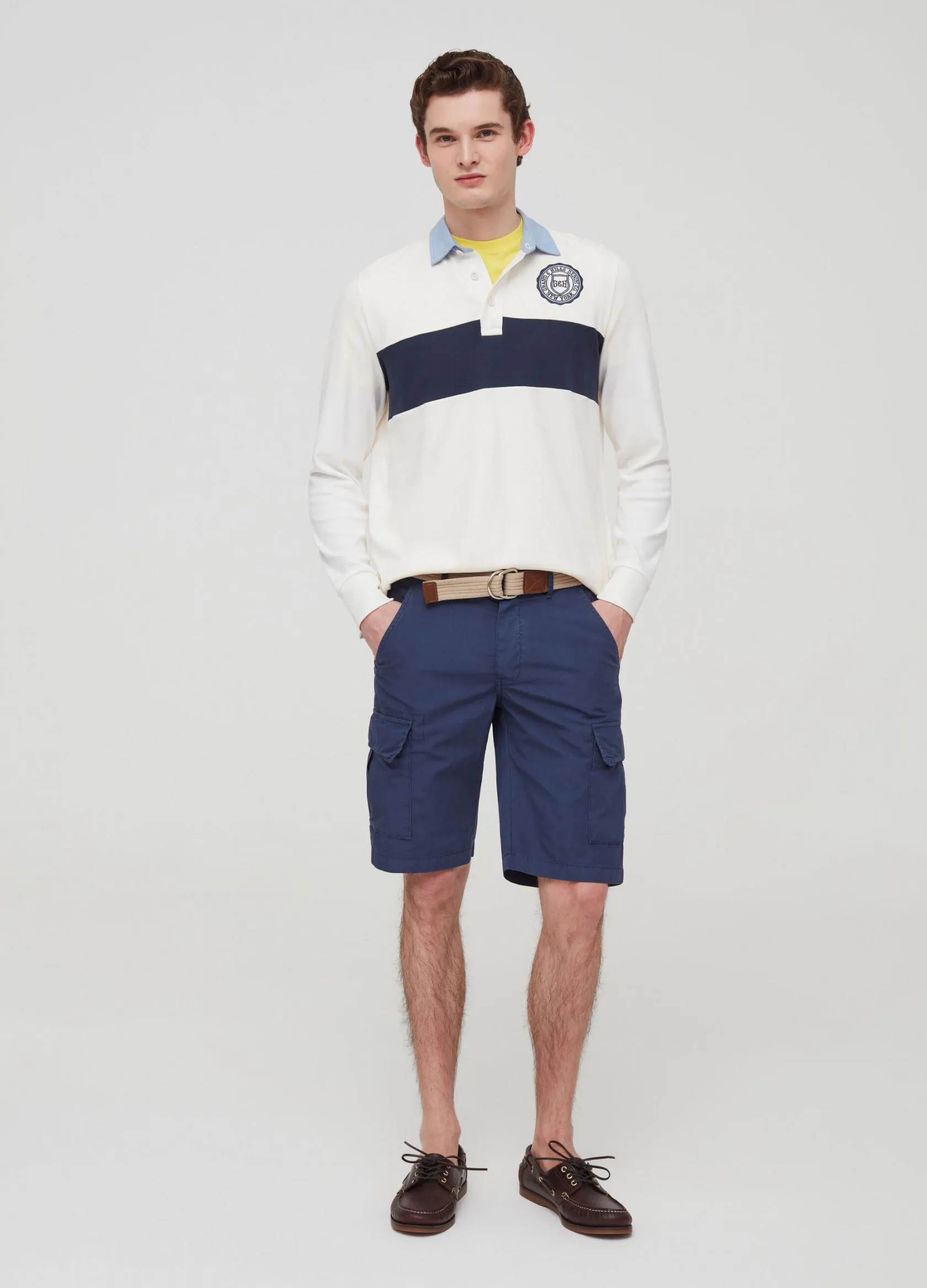 Pantalons Homme | 100% cotton cargo Bermuda shorts Bleu indigo | OVS