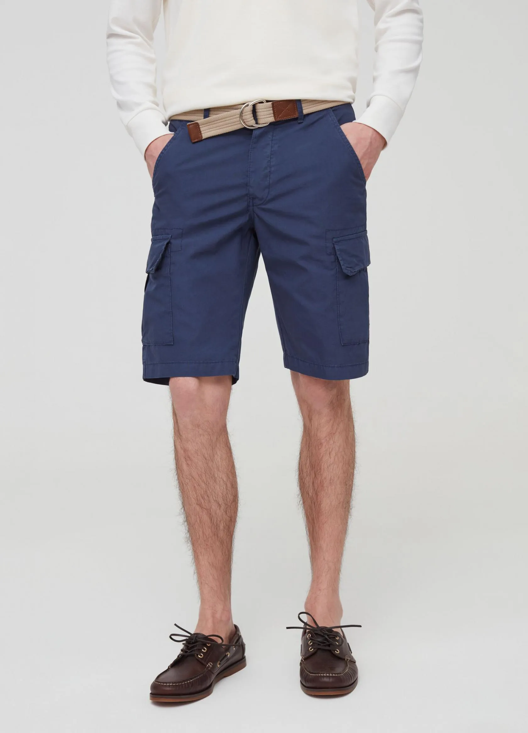 Pantalons Homme | 100% cotton cargo Bermuda shorts Bleu indigo | OVS