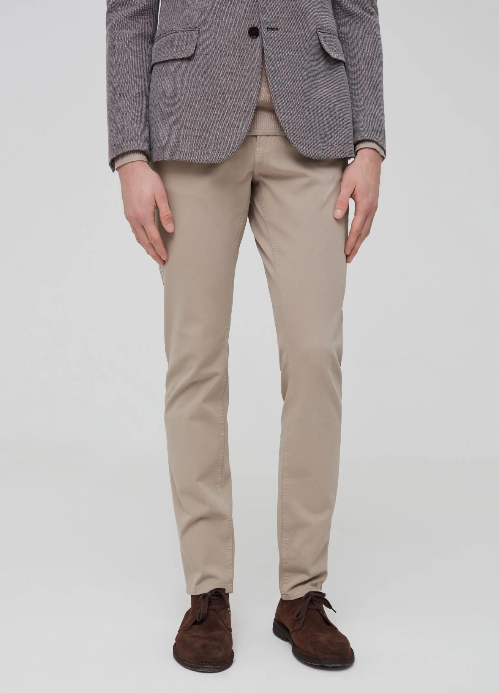 Pantalons Homme | Stretch cotton trousers with five pockets Beige clair | OVS