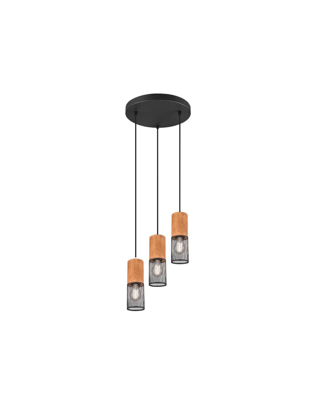 Plafonnier LED vintage marron et noir Tosh 3xE27 par Trio Lighting | LeonLeds.com