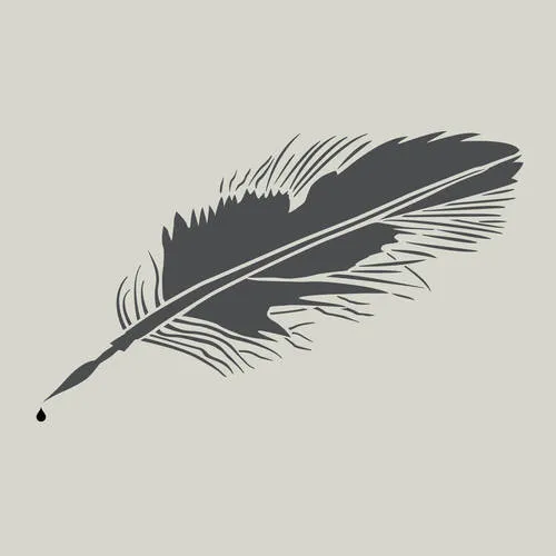 Plume. pochoir de plume. pochoir en vinyle adhésif (ref 366)