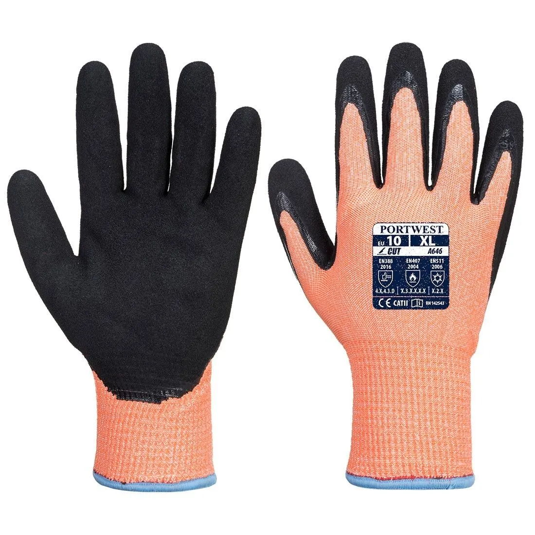 Portwest - Gants anti coupures de niveau D Hiver Vis-Tex HR Cut en nitrile