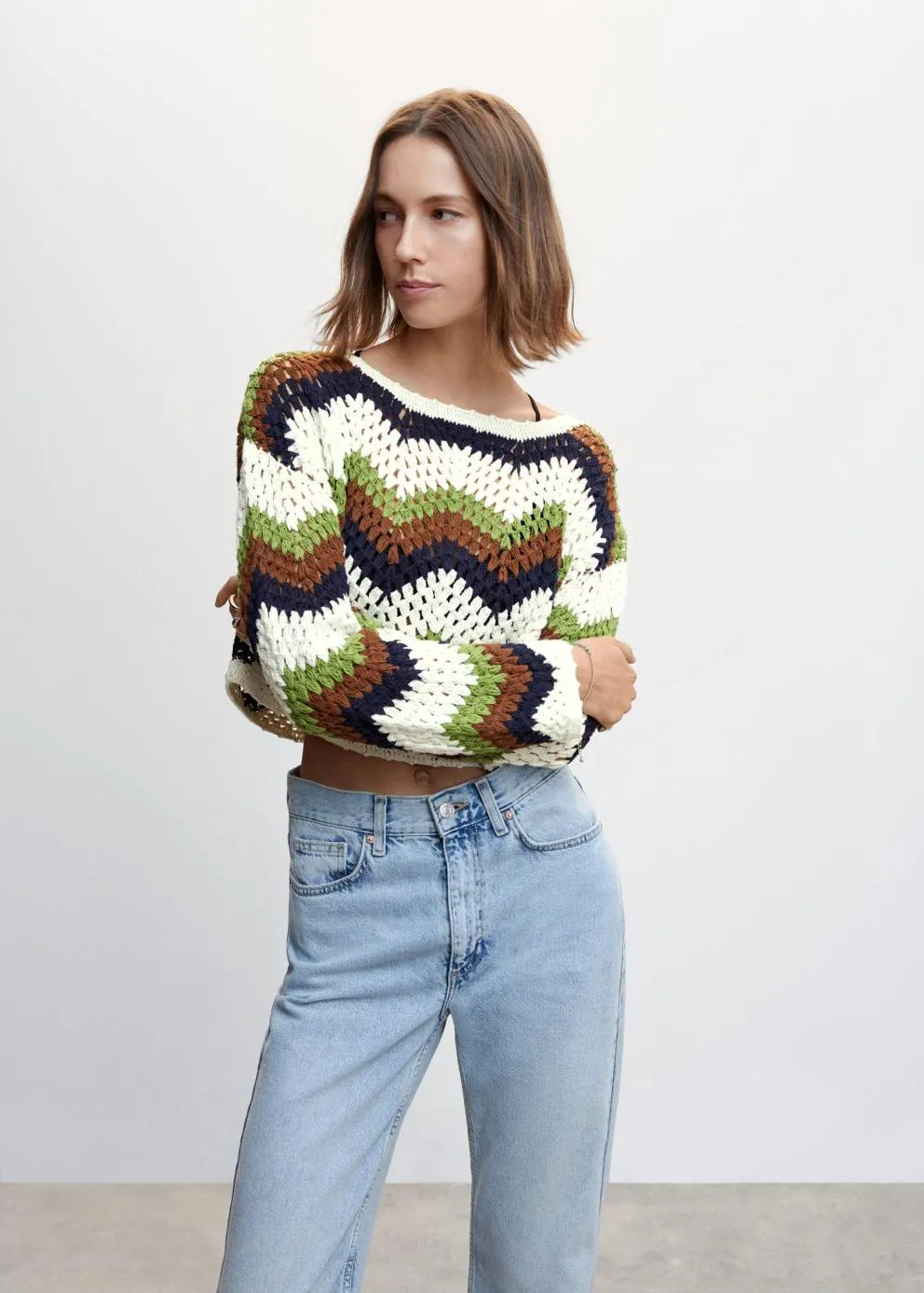 Pulls Et Cardigans | Femme MANGO Pull-over Coton Crochet Blanc