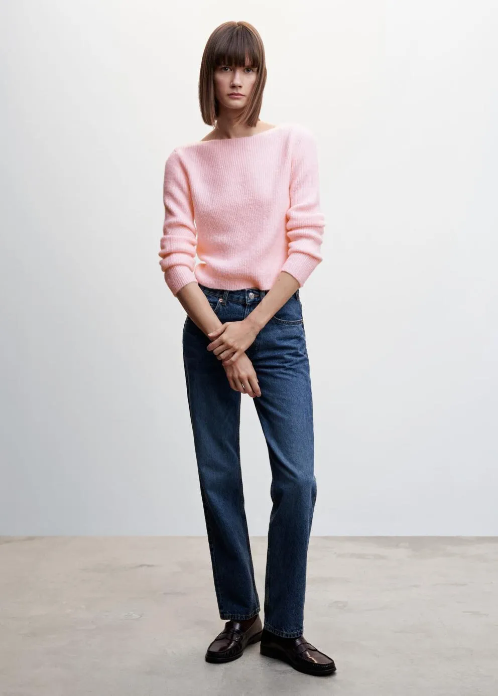 Pulls Et Cardigans | Femme MANGO Pull-over Côtelé Col Bateau Rose