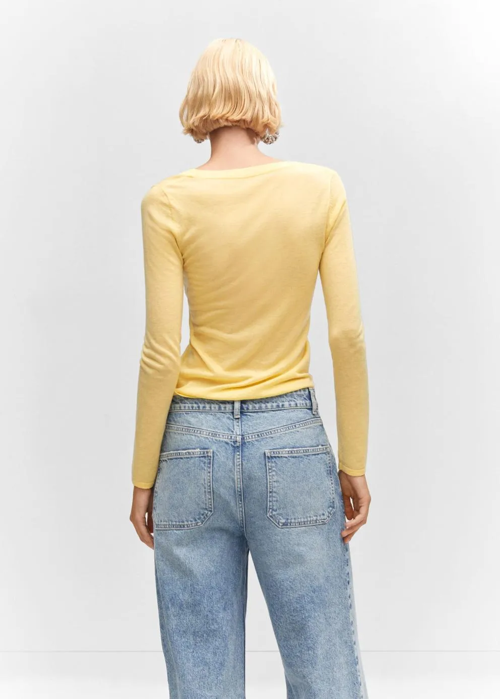 Pulls Et Cardigans | Femme MANGO Pull-over Décolleté Laine Jaune