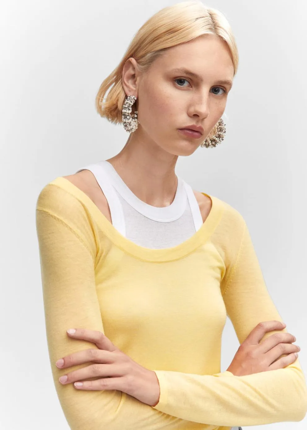 Pulls Et Cardigans | Femme MANGO Pull-over Décolleté Laine Jaune