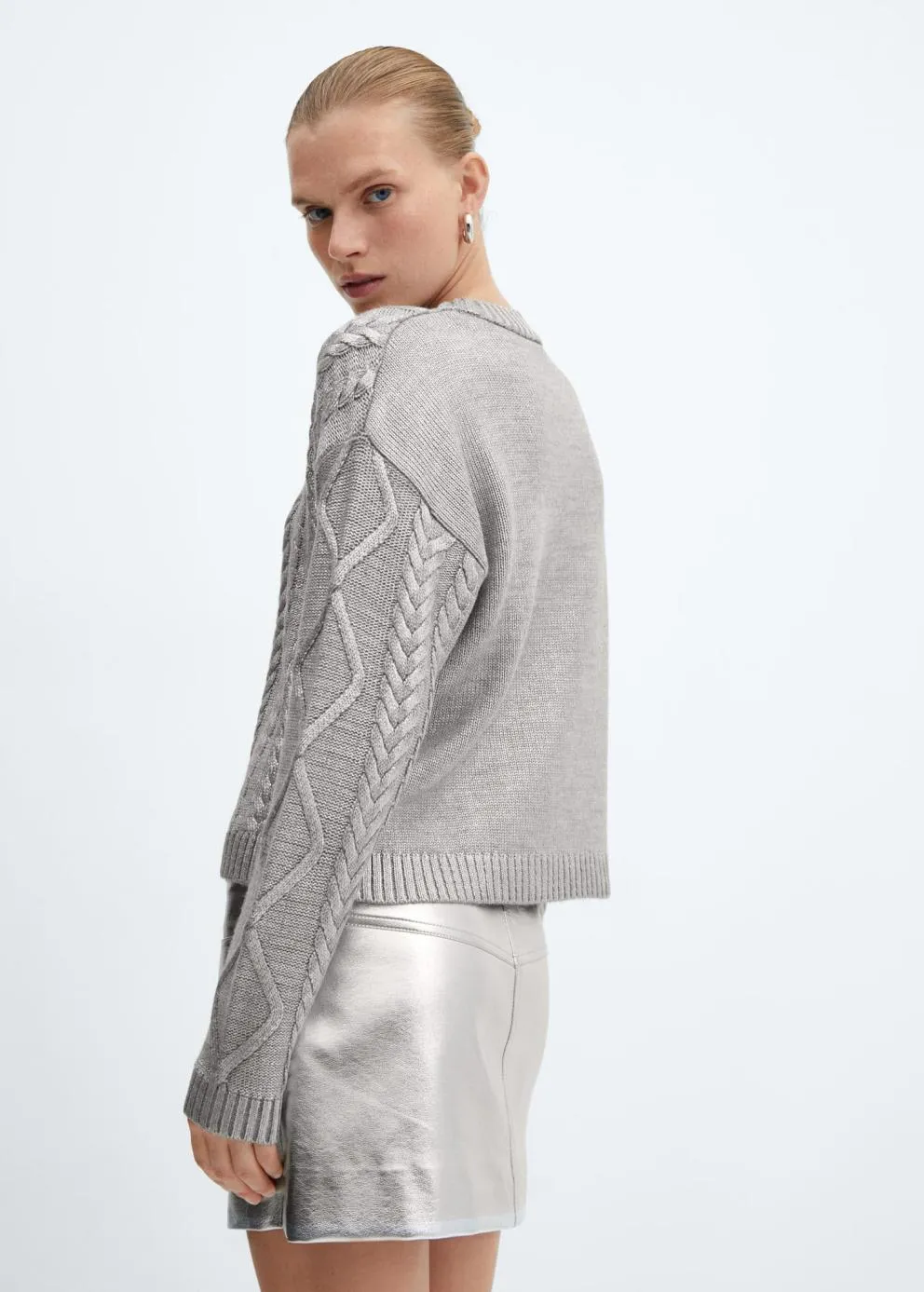 Pulls Et Cardigans | Femme MANGO Pull-over Torsadé Foil Argent