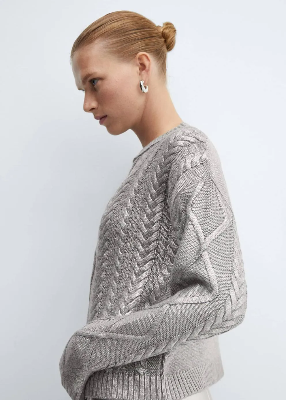 Pulls Et Cardigans | Femme MANGO Pull-over Torsadé Foil Argent