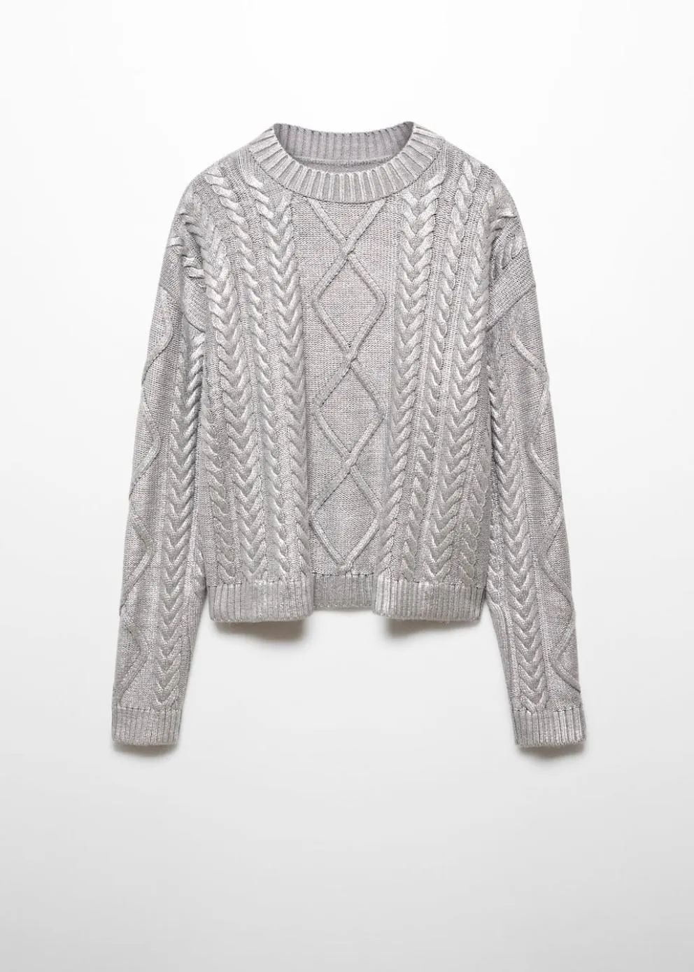 Pulls Et Cardigans | Femme MANGO Pull-over Torsadé Foil Argent