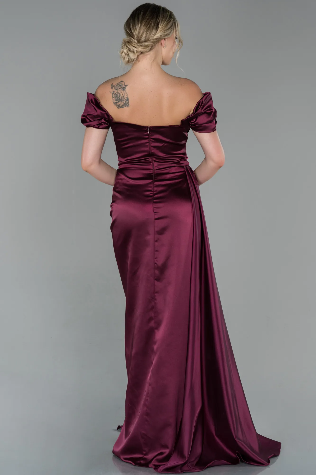 Robe De Fiançaille Satin Longue Noir ABU1606